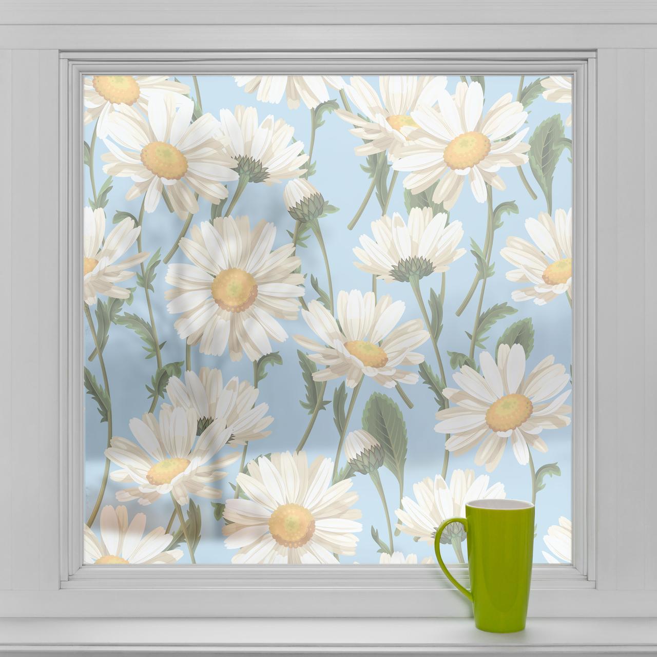 Пленка на Шкаф Купе Самоклеющаяся Ромашки Тонировка Окон Декоративная ...