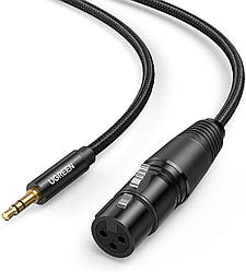 Мікрофонний кабель Ugreen jack 3.5 мм — XLR для мікрофона Microphone Cable 1 м Black (AV182)