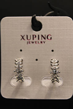 Модні Хьюпінг сріблясті сережки з камінням гірський кришталь Xuping медично