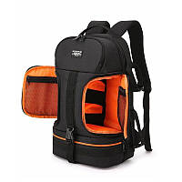 Фоторюкзак универсальный + 15,6 дюймів отдел для ноутбука LightPro TS30 черный с оранжевым (QIPR6019)