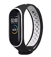 Ремешок Nike style для фитнес-браслета Xiaomi Mi Band 4 и 3 Чёрный с белым (MRKQ0103)