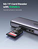 USB-хаб Ugreen USB type-c багато портів адаптер концентратор 7 в 1 алюмінієвий 100 B Grey (CM512), фото 7
