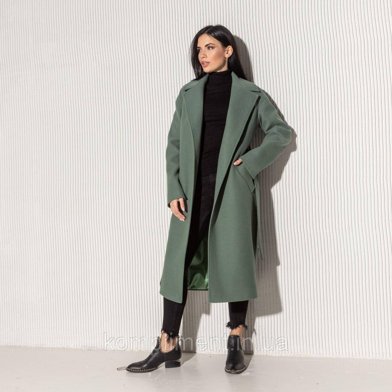 Елегантне жіноче молодіжне демісезонне пальто "Мадрид", оливковий