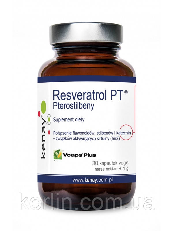 Ресвератрол Птеростильбельний Ген Довголітія 30 кап KenayAG Resveratrol PT Доставка з ЄС