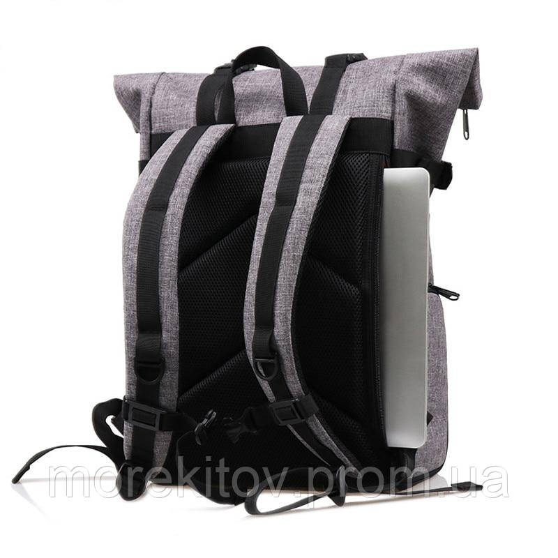 Фоторюкзак rolltop Lightpro MY01 с отделом под ноутбук серый (mrk6267) - фото 2 - id-p1577876466