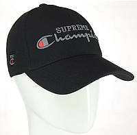 Спортивная бейсболка кепка с вышитым логотипом Champion демисезонная черная