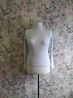 Водолазка женская демисезонная однотонная в рубчик белый повседневный гольф базовый под горло кофта свитер 44