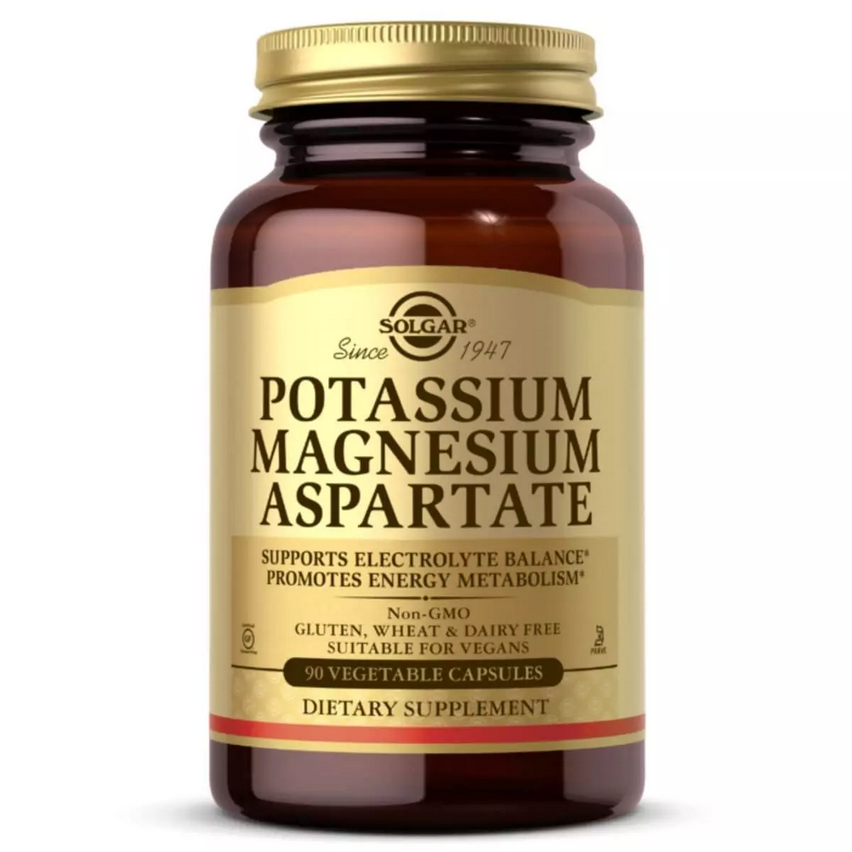 Аспартат Калію і Магнію, Potassium Magnesium ASPARTATE, Solgar, 90 капсул вегетаріанських