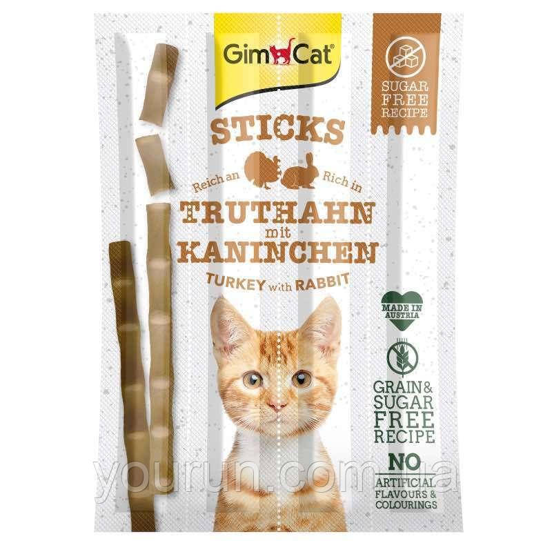 GimСat (ДжимКет) Sticks - ласощі для кішок з індичкою і кроликом 4 шт., фото 1