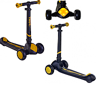 Дитячий складний триколісний самокат зі світлодіодами Maraton Pony Чорний