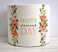 Флористическая шляпная коробка D18см Happy womens day белая