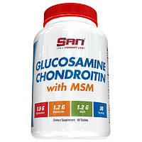 Для суглобів і зв'язок SAN Nutrition Glucosamine & Chondroitin with MSM 90 таблеток