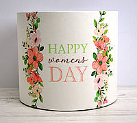 Флористическая шляпная коробка D20см Happy womens day белая