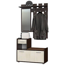 Вузький міні 90 см передпокій для маленького коридору з дзеркалом і тумбою для взуття Тандем Еверест