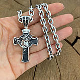 Срібний ланцюжок Якір без граней з держаком, хрестом, хрестом, 33.5., фото 2