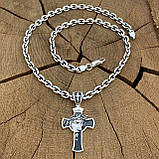 Срібний ланцюжок Якір без граней з держаком, хрестом, хрестом, 33.5., фото 4