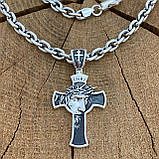 Срібний ланцюжок Якір без граней з держаком, хрестом, хрестом, 33.5., фото 3