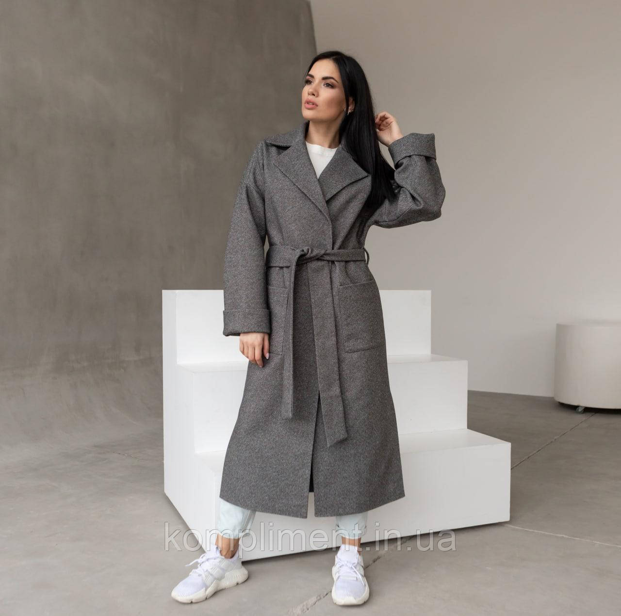 Елегантне жіноче молодіжне демісезонне пальто "Палермо", сірий