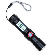 Ліхтар ручний SY-1903C-P50+SMD+RGB Alarm, zoom, ремінець на руку, фото 3