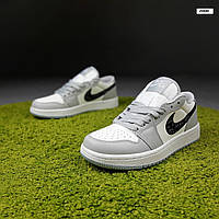 Nike Air Jordan женские весна/осень серые кроссовки на шнурках.Демисезонные женские кожаные кроссы