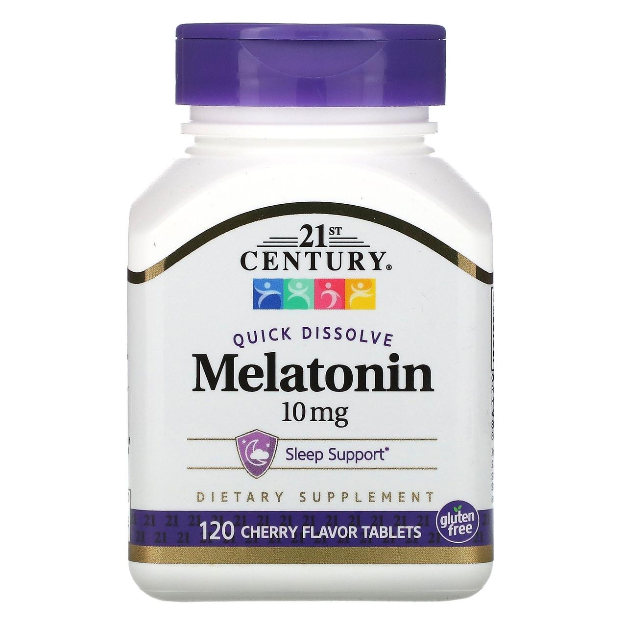 Швидкорозчинний мелатонін, з вишневим смаком, 21st Century, 10 мг, 120 таблеток