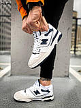 Кросівки чоловічі New Balance 550 білі з синім шкіра демісезонні стильні Нью Беленс, фото 4