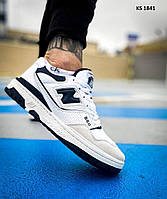 Кроссовки мужские New Balance 550 белые с синим кожа демисезонные стильные Нью Беленс 43