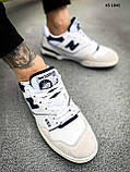 Кросівки чоловічі New Balance 550 білі з синім шкіра демісезонні стильні Нью Беленс, фото 5