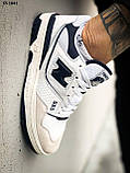 Кросівки чоловічі New Balance 550 білі з синім шкіра демісезонні стильні Нью Беленс, фото 6