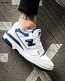 Кросівки чоловічі New Balance 550 білі з синім шкіра демісезонні стильні Нью Беленс, фото 8
