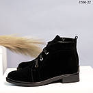 Жіночі черевики зі шнурком із натуральної замші чорного кольору  40 р-р, фото 4