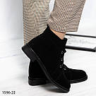 Жіночі черевики зі шнурком із натуральної замші чорного кольору  40 р-р, фото 2