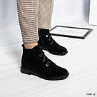 Жіночі черевики зі шнурком із натуральної замші чорного кольору  40 р-р, фото 3
