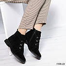 Жіночі черевики зі шнурком із натуральної замші чорного кольору  40 р-р, фото 9