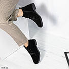 Жіночі черевики зі шнурком із натуральної замші чорного кольору  40 р-р, фото 6