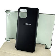 Чехол на Samsung Galaxy A03, A035 накладка бампер Silicone Case Full силиконовый матовый черный
