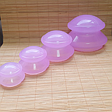 Банки силіконові розові для вакуумного масажу набір 4 шт без упаковки, фото 4