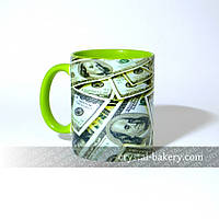 Чашка - хамелеон с рисунком "Доллары". Сублимационная печать на чашках. Хамелеон матовый