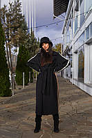 Актуальное женское демисезонное пальто черного цвета 42