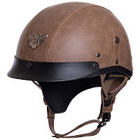 Шлем для мотоцикла, мужской мотошлем для чоппера, ретро-каска KCO 318 размер XL (61-62) коричневый