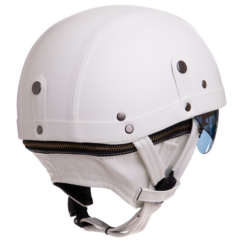 Открытый шлем для мотоцикла с очками, мотошлем для чоппера, ретро-каска KCO 328 размер M (55-58) белый - фото 3 - id-p1578075975