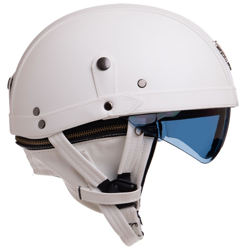Открытый шлем для мотоцикла с очками, мотошлем для чоппера, ретро-каска KCO 328 размер M (55-58) белый - фото 4 - id-p1578075975