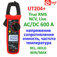 UT204+, 600A AC/DC, токоизмерительные клещи UNI-T, с функцией мультиметра, True RMS, Live