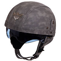 Відкритий шолом для мотоцикла з окулярами, мотошолом для чопера, ретро-каска KCO 328 розмір L (59-60) сірий
