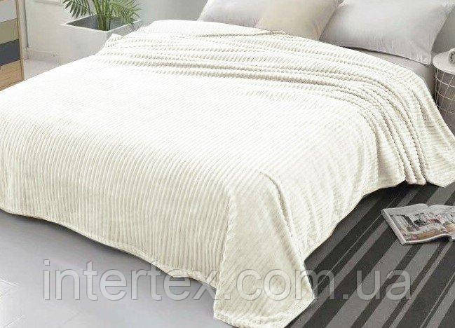 Покривало велюрове смуга (айворі) 200х220 см, фото 1