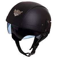 Відкритий шолом для мотоцикла з окулярами, мотошолом для чопера, ретро-каска KCO 328 розмір L (59-60) чорний