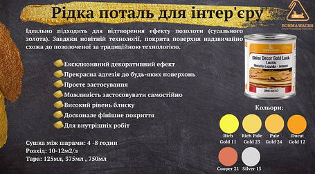 Рідка поталь Borma Wachs Shine Decor Gold Lack 0.125л, фото 3