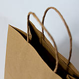 Паперові пакети з ручками 210*120*290 мм коричневі Крафт Пакет петльова ручка чисті готові, фото 8