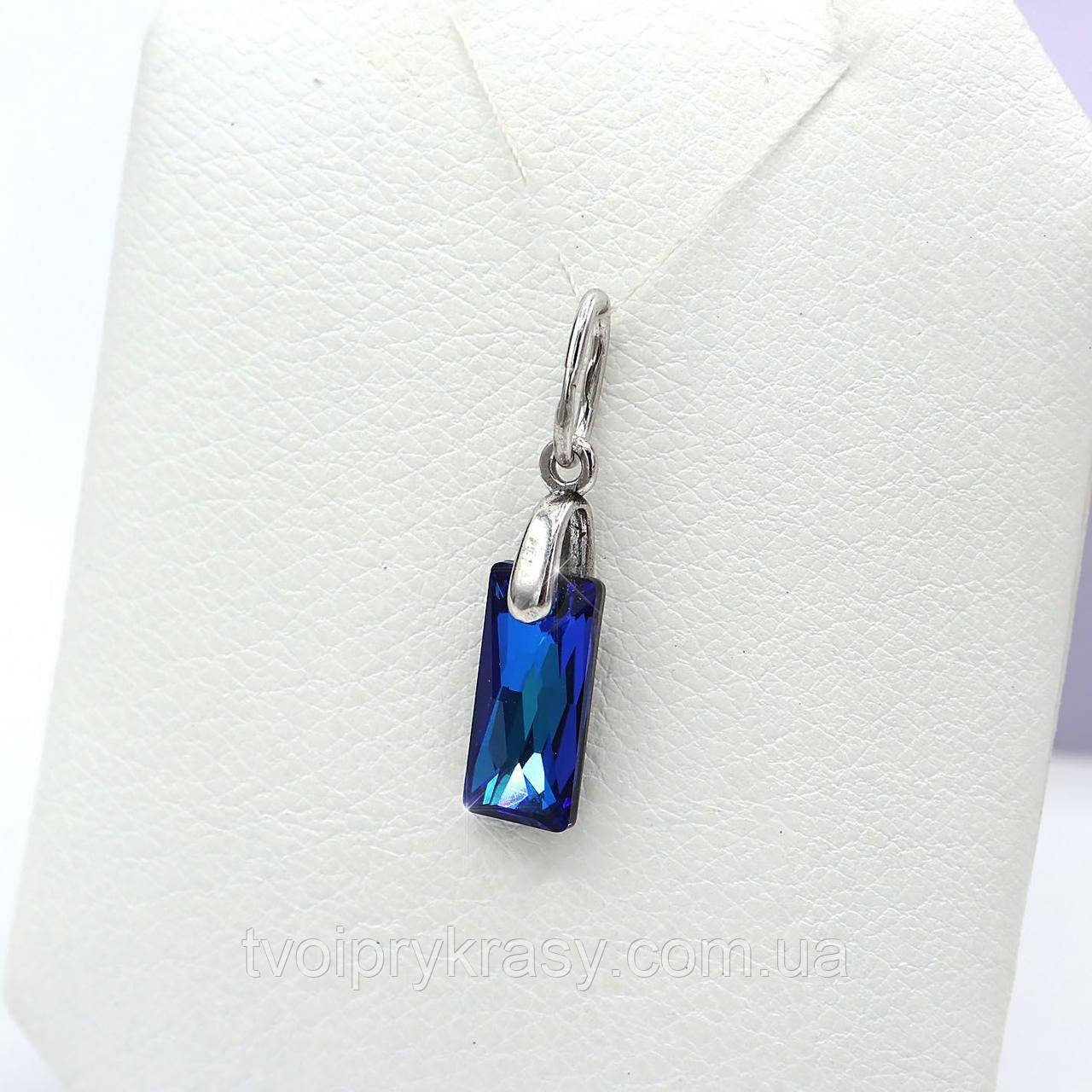 Срібний кулон із кришталем Swarovski "Королівський багет"
