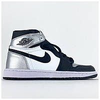 Мужские / женские кроссовки Nike Air Jordan 1 Retro High Silver Toe Grey, серые кожаные найк аир джордан ретро